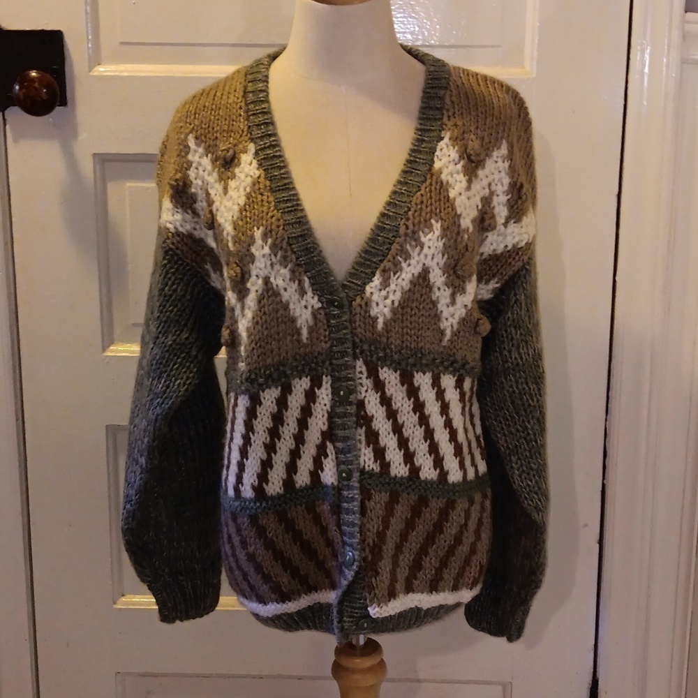 Hand knit sweater cardigan small
